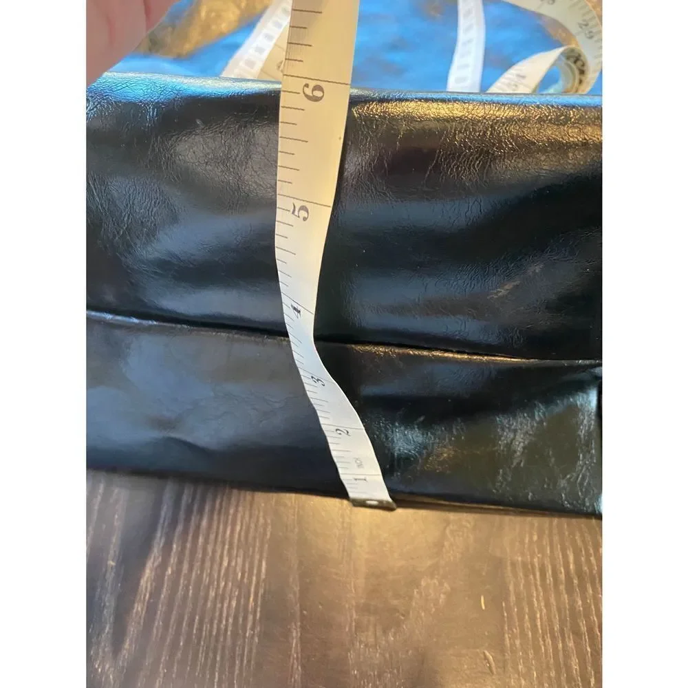 Vintage Black Patent BOHO Bucket Bag